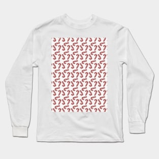 Dark Christmas Candy Apple Red Candy Canes on White Long Sleeve T-Shirt